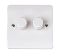 Click Curva CCA142 White Moulded 2 Gang 2 Way 250W Dimmer Switch