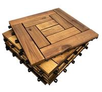 CLICK-DECK 10 Slat Hardwood Decking Tiles | Patio, Balcony, Concrete, Hot Tub Deck | 30x30cm Square Connect Flooring | Easy Installation | Great Drainage (12x Tiles)