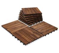 CLICK-DECK 6-Slat Extra Thick Wooden Interlocking Acacia Hardwood Decking Tiles. Patio, Garden, Balcony, Hot Tub. 30cm Square Deck Tile Cheap Prices for Large Quantities (6X Hardwood Decking Tiles)