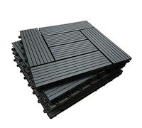 CLICK-DECK Composite Decking Tiles 30x30cm Interlocking Outdoor Deck Tile | Patio, Balcony, Roof Terrace & Hot Tub | Easy Installation | Low Maintenance, Weather-Resistant (6 Tiles, Ebony Mosaic)