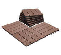 CLICK-DECK Composite Decking Tiles 30x30cm Interlocking Outdoor Deck Tiles | Patio, Balcony, Roof Terrace, Hot Tub | Easy Tool-Free Installation | Low Maintenance, Weather-Resistant (18 Tiles, Walnut)