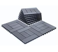 CLICK-DECK Composite Decking Tiles 30x30cm Interlocking Outdoor Deck Tiles | Patio, Balcony, Roof Terrace & Hot Tub | Easy Installation | Low Maintenance, Weather-Resistant (144 Tiles, Grey Mosaic)
