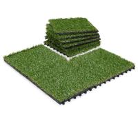 CLICK-DECK Composite Decking Tiles 30x30cm Interlocking Outdoor Deck Tiles | Patio, Balcony, Roof Terrace & Hot Tub | Easy Tool-Free Installation | Low Maintenance (144 Tiles, Artificial Grass)