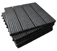 CLICK-DECK Composite Decking Tiles 30x30cm Interlocking Outdoor Deck Tiles | Patio, Balcony, Roof Terrace & Hot Tub | Easy Tool-Free Installation | Low Maintenance, Weather-Resistant (18 Tiles, Ebony)