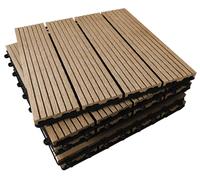 CLICK-DECK Composite Decking Tiles 30x30cm Interlocking Outdoor Deck Tiles | Patio, Balcony, Roof Terrace & Hot Tub | Easy Tool-Free Installation | Low Maintenance, Weather-Resistant (18 Tiles, Teak)