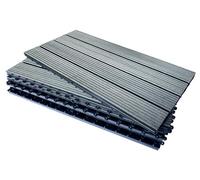CLICK-DECK Composite Decking Tiles 30x60cm Interlocking Outdoor Deck Tiles | Patio, Balcony, Roof Terrace & Hot Tub | Easy Tool-Free Installation | Low Maintenance, Weather-Resistant (144 Tiles, Grey)
