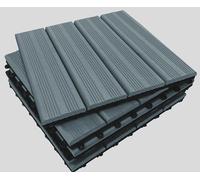CLICK-DECK Composite Plus Decking Tiles | Patio, Balcony, Concrete, Hot Tub Deck Tiles | 30x30cm Square Connect Flooring | Easy Installation | Low Maintenance | Drainage (6X Deck Tiles, Grey)