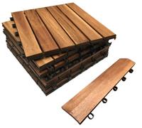 Click-Deck Hardwood Decking Tiles & Straight Edges Combination - Patio, Balcony, Roof Terrace, Hot Tub Deck Tiles Flooring Decking (18x Tiles and 4x Straight Edges)