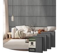 CLICK-DECK Wooden Wall Panels 60x60cm | Acoustic Slat Wall Panelling for Feature Walls | Sound Absorbing Felt | Fire Retardant & FSC Certified | 4 Panels 60x60cm - 1.44m² | Grey Ash