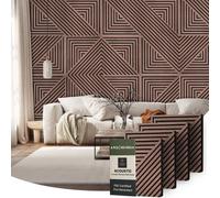 Click-Deck Wooden Wall Panels, Acoustic Wall Panels, Slat Wall Panelling, Fire Retardant & Fsc, Pack Of 4 - 60X60Cm Walnut Mosaic