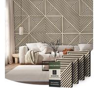 Click-Deck Wooden Wall Panels, Acoustic Wall Panels, Slat Wall Panelling, Fire Retardant, Pack Of 4 - 60X60Cm Natural Oak Mosaic