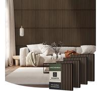 Click-Deck Wooden Wall Panels, Premium Acoustic Wall Panels, Slat Wall Panelling, Fire Retardant, Pack Of 4 - 60X60Cm Smoked Oak