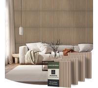 Click-Deck Wooden Wall Panels, Premium Acoustic Wall Panels, Slat Wall Panelling, Pack Of 4 - 60X60Cm Natural Oak, Grey Felt