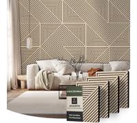 CLICK-DECK Wooden Wall Panels | Premium Acoustic Wall Panels | Slat Wall Panelling | Sound Absorbing | Fire Retardant & FSC Cert | Wood Panels For Walls | Pack of 4 Panels 60x60cm (Natural Oak Mosaic)