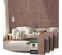 CLICK-DECK Wooden Wall Panels | Premium Acoustic Wall Panels | Slat Wall Panelling | Sound Absorbing | Fire Retardant & FSC Certified | Wood Panels For Walls | Pack of 4 Panels 60x60cm (Walnut Mosaic)