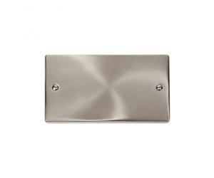 Click Deco 2 Gang Blank Plate Satin Chrome