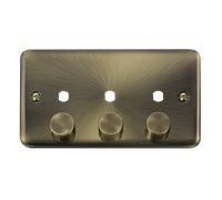 Click Deco Plus DPAB153PL 3G Unfurnished Dimmer Plate & Knobs (1200W Max) - Antique Brass