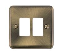 Click Deco Plus DPAB20402 2 Gang GridPro Frontplate - Antique Brass