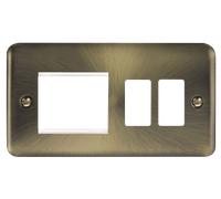 Click Deco Plus DPAB31102 2 Gang GridPro Frontplate with Twin New Media Aperture - Antique Brass