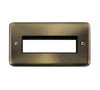 Click Deco Plus DPAB426BK 2G MiniGrid Unfurnished Front Plate (6 In-Line) - Antique Brass (Black)