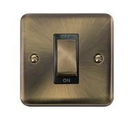 Click Deco Plus DPAB500BK 45A Ingot 1G Double Pole Switch - Antique Brass (Black)