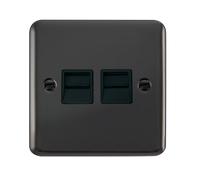 Click Deco Plus DPBN126BK Twin Secondary Telephone Outlet - Black Nickel (Black)