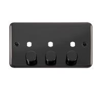 Click Deco Plus DPBN153PL 3G Unfurnished Dimmer Plate & Knobs (1200W Max) - Black Nickel