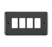 Click Deco Plus DPBN20404 4 Gang GridPro Frontplate - Black Nickel