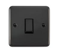Click Deco Plus DPBN425BK 10AX Ingot 1-Gang Intermediate Plate Switch - Black Nickel (Black)