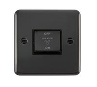 Click Deco Plus DPBN520BK 10A Ingot 3 Pole Fan Isolation Plate Switch - Black Nickel (Black)