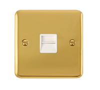 Click Deco Plus DPBR120WH Single Master Telephone Outlet - Polished Brass (White)