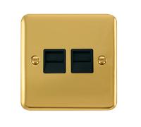 Click Deco Plus DPBR126BK Twin Secondary Telephone Outlet - Polished Brass (Black)