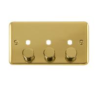 Click Deco Plus DPBR153PL 3G Unfurnished Dimmer Plate & Knobs (1200W Max) - Polished Brass