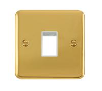 Click Deco Plus DPBR401WH 1G MiniGrid Unfurnished Front Plate - Polished Brass (White)