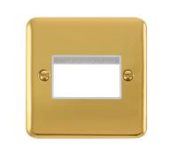 Click Deco Plus DPBR403WH 3G MiniGrid Unfurnished Front Plate - Polished Brass (White)