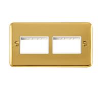 Click Deco Plus DPBR406WH 6G MiniGrid Unfurnished Front Plate - Polished Brass (White)