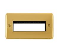 Click Deco Plus DPBR426BK 2G MiniGrid Unfurnished Front Plate (6 In-Line) - Polished Brass (Black)