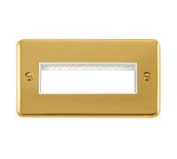 Click Deco Plus DPBR426WH 2G MiniGrid Unfurnished Front Plate (6 In-Line) - Polished Brass (White)