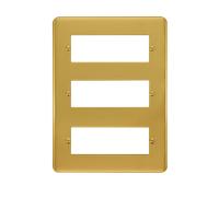 Click Deco Plus DPBR518 3 Tier MiniGrid Unfurnished Front Plate (18 Apertures) - Polished Brass