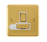 Click Deco Plus DPBR551WH 13A Ingot DP Switched Fused Spur + Flex Outlet - Polished Brass (White)