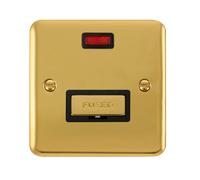 Click Deco Plus DPBR753BK 13A Ingot Fused Spur + Neon - Polished Brass (Black)