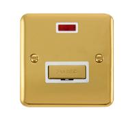 Click Deco Plus DPBR753WH 13A Ingot Fused Spur + Neon - Polished Brass (White)