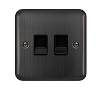 Click Deco Plus DPBZ126BK Twin Secondary Telephone Outlet - Matt Bronze (Black)
