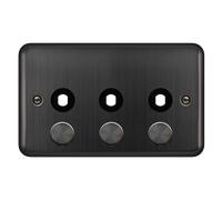 Click Deco Plus DPBZ153PL 3G Unfurnished Dimmer Plate & Knobs (1200W Max) - Matt Bronze