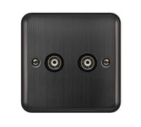 Click Deco Plus DPBZ159BK Twin Co-Axial Outlet (Isolated) - Matt Bronze (Black)