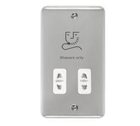 Click Deco Plus DPCH100WH 115V/230V Dual Voltage Shaver Socket - Polished Chrome (White)