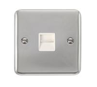 Click Deco Plus DPCH120WH Single Master Telephone Outlet - Polished Chrome (White)