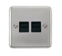 Click Deco Plus DPCH126BK Twin Secondary Telephone Outlet - Polished Chrome (Black)