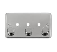 Click Deco Plus DPCH153PL 3G Unfurnished Dimmer Plate & Knobs (1200W Max) - Polished Chrome