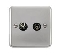 Click Deco Plus DPCH157BK Satellite & Co-Axial Outlet (Isolated) - Polished Chrome (Black)